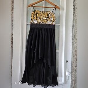 XOXO Strapless Dress with Gold and Silver Sequins Women's Size 5/6